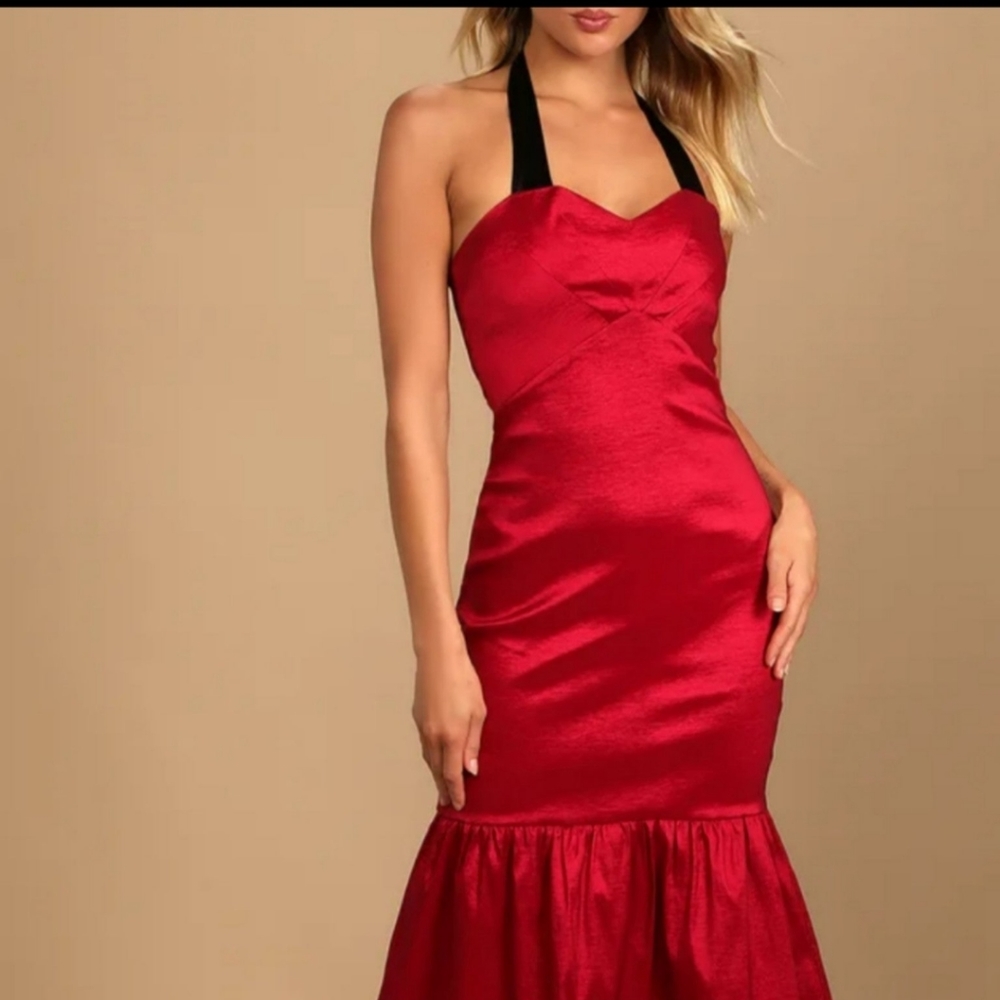 Lulu's Bursting with Berry Halter  Dress NWT